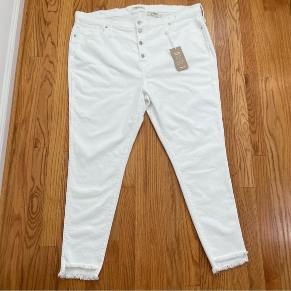 MADEWELL 10” High-Rise Skinny 37 T Tall white denim jeans NWT - Picture 3 of 16